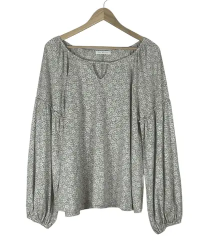 Ces Femme Blouse Womens S Gray Floral Long Sleeve Boho Cottagecore Peasant Fall