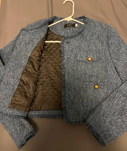 French Style Gold Button Tweed Jacket Size L