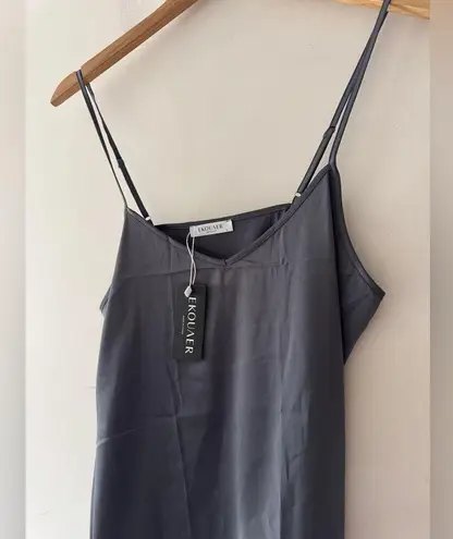 NEW!! Ekouaer Charcoal Gray Silky Satin Cami Sleep Lounge Top