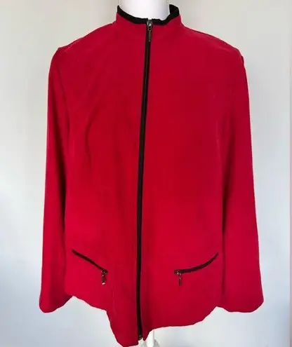 JM Collection Vintage Medium Weight Zip Up Shacket | 12P | Red| Pockets