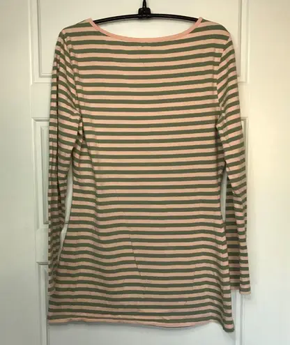 Matilda Jane  Off The‎ Grid Long Sleeve Tunic Top Pink Green Stripes Women's M