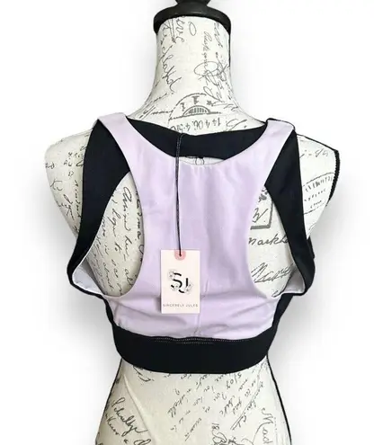Sincerely Jules New Active Purple Black Sports Racer Back Cutouts Bra XL NWT