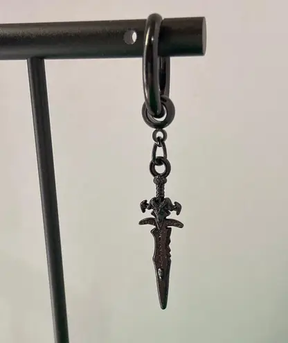 Titanium Steel Dagger Dangle Drop Earrings for Men Women,Punk Hip Hop Earrings Black