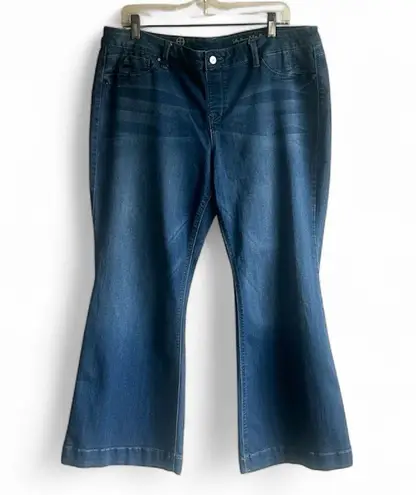 Hot In Hollywood Silky Denim Pull On Flare With Stretch Jeans Size XL Petite Blue