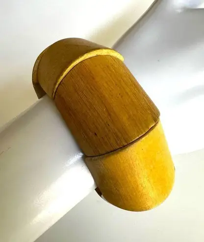 Yellow wood chunky wides stretchy bracelet