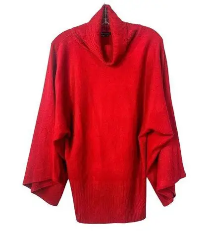 BCBGMAXAZRIA  Women's Acrylic Long Sleeve Ribbed Turtleneck Sweater Red Large