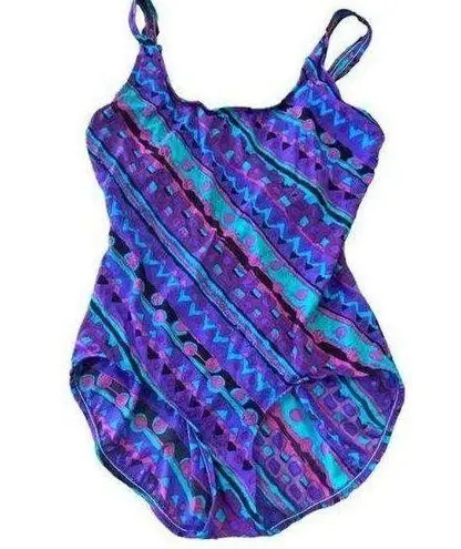 L.L.Bean RETRO  Bold print one piece swimsuit Size 14/16 TALL