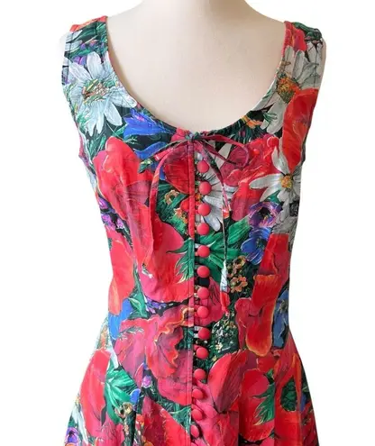 vintage 90’s sleeveless retro floral print dress Red Size L