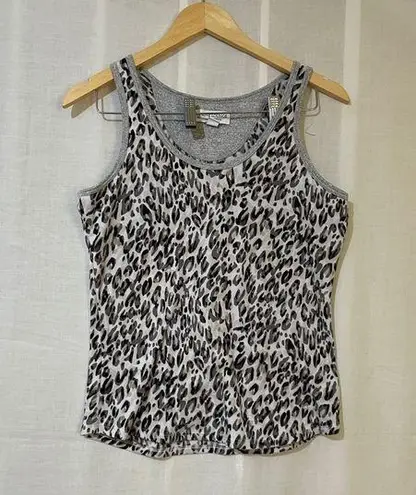 Live Love Lounge by Karen Neuburger Leopard Print Tank Top Size M Black Size M