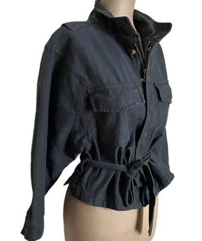 Frame  Cotton Washed Black Canvas Belted Jacket size Small