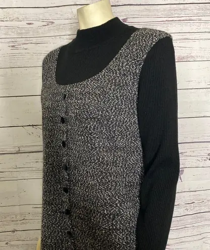 Vintage M.H.M. Melissa Harper knit black & grey dress size medium