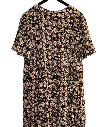 Adrian Jordan Women's Floral Maxi Dress Short Sleeve Lace Collar Size 22 Black