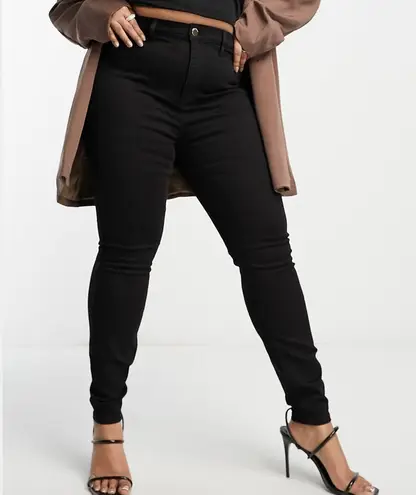 River Island New High Rise Skinny Jeans Kaia Black Stretch Denim Plus Size 20