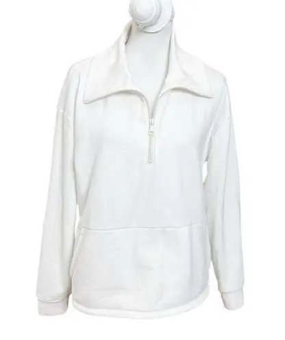Beyond Yoga Trek Half Zip Pullover Women’s Size M White Soft Fleece Lounge