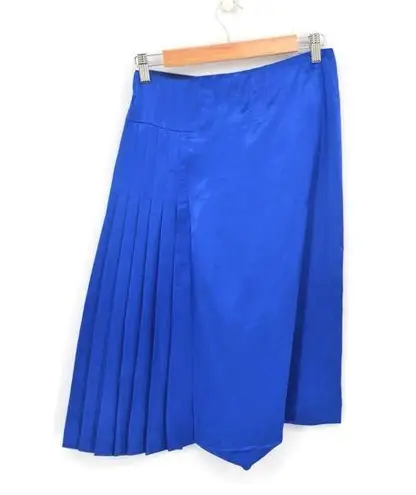 Miu Miu Satin Pleated A-Linen Midi Skirt in Royal Blue Women's 40 US 4