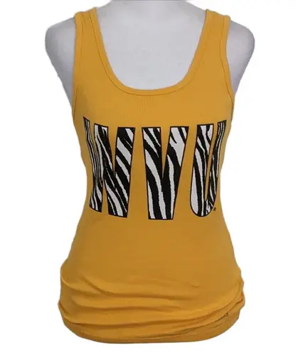 Soffe  WVU Yellow Tank Top with Zebra Accents Size Medium West Virginia Tank Top - Image 1