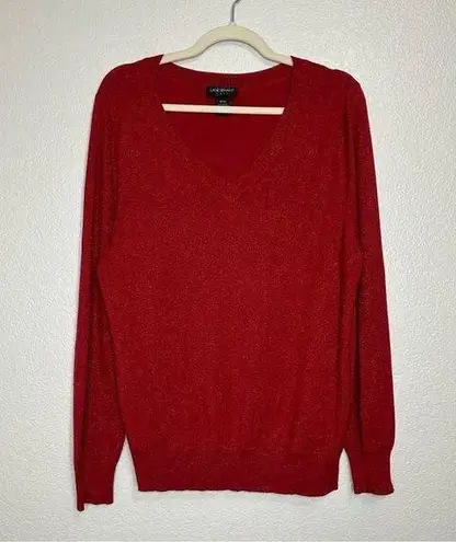 Lane Bryant  Red Metallic V-neck Sweater