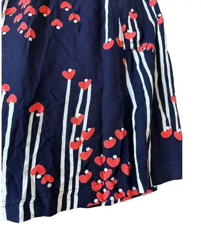 Cooperative  Navy Red Heart Print Valentines Skirt Size Small