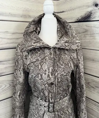 Platinum Utex Snakeskin Print Trench Rain Coat Tan Size M