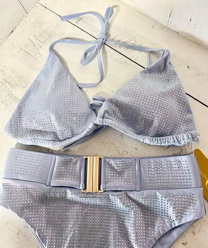 NWT Cioccolato Couture Alina Triangle Top & Bikini Bottom Set Crystal Blue M Size M - Image 3