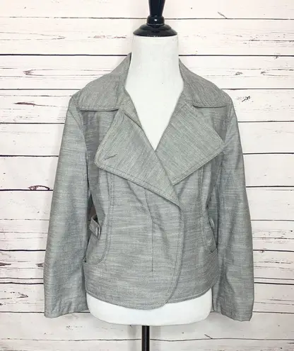Apostrophe Petite Grey Moto Style Zip Up Jacket Blazer Size 14P