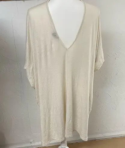 Blank Page White Draped Front Kimono Short Sleeve Cardigan Sweater Womens L Size L