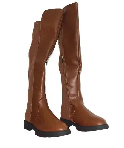 Shoedazzle  Demi Boots Riding Chunky Lug Sole Brown Knee High