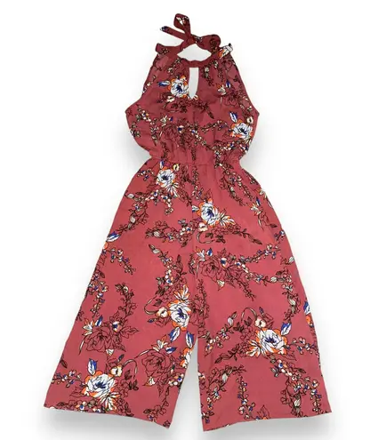 Wish As U Floral Keyhole Cropped Jumpsuit