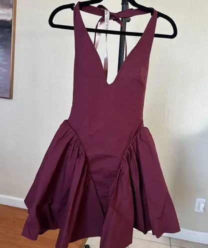 House Of CB NWT  Valentia WINE HALTER MINI DRESS size XS