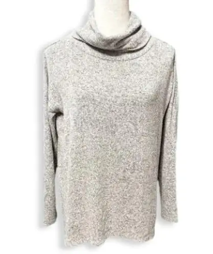 cupio Cowl Neck Sweater Long Sleeve Hi-Low Hem Marbled Pattern Gray Women's Med