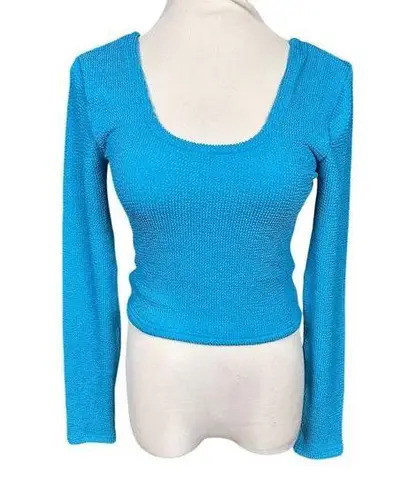 NWT Araminta James Women's Ocean Breeze Crinkle Top Azure Blue Size 10/M Size M