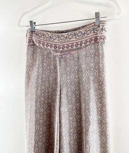 Mexicali Blues Cropped Wide Leg Printed Palazzo Pants Cream Pink Small