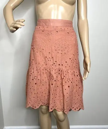 Ultra Pink Eyelet Embroidered Ruffle Skirt