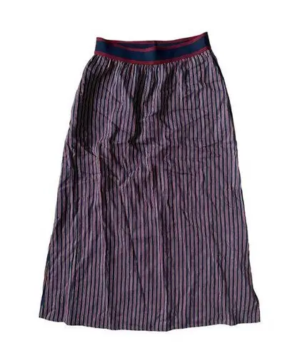 ACOTE Cotelac Burgundy Navy Striped MIDI Skirt Suze US XL