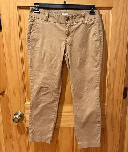 J. Crew Women's Frankie Ankle Chino Pants Size 8 Petite Beige Flat Front used Tan