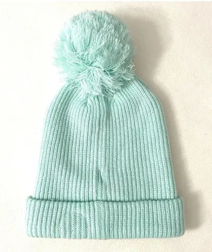 Urban Outfitters Mint Green Ribbed UO Chunky Knot Beanie Pompom