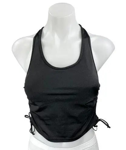 Alala Women's Black Sleeveless Racerback Ruched Sides Pullover Crop Tank Top S