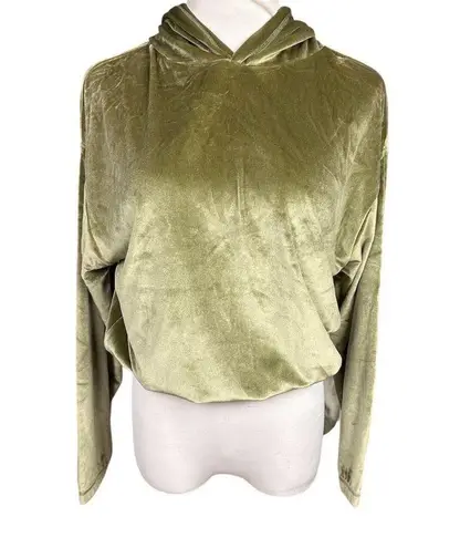 NWT Araminta James Women's XS Cropped Velour Hoodie Khaki Green Casual