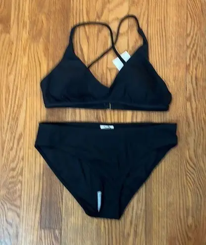 ANDIE Bikini Set Valencia Top Bikini Bottom Rib Black size Large NWT