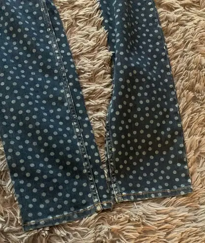 Red Valentino EUC Mid-Rise Skinny Leg blue polka dot jeans sz 28