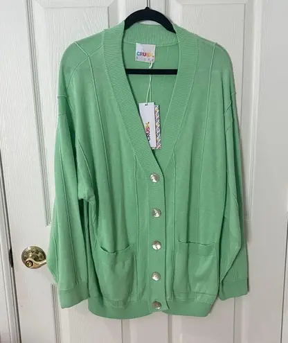 NWT CRUSH SIZE 1 mint Green Women's Cardigan Sweater small oversized cashmere