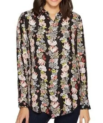 Equipment Femme Women's Size XS/TP Silk Black Floral Long Sleeve Button Up Shirt