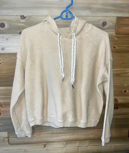 Aerie Hooded Ribbed Crop Sweater