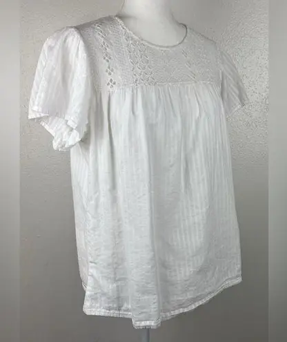 Ella Moss White Puff Sleeve Blouse with Bib Collar