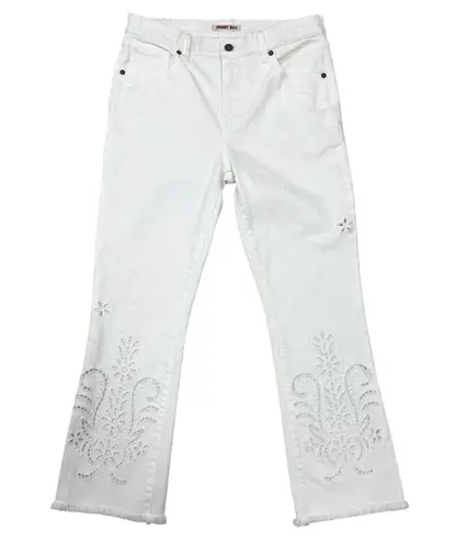 Johnny Was The Cropped Baby Boot Jeans Eyelet Pashmina White Boho Women's 28