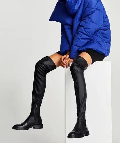 ZARA Black faux leather  Above The Knee Boots