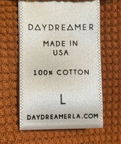 Daydreamer  Shirt Women's Large NWT Thermal Crop Long Sleeve Mock Top Orange