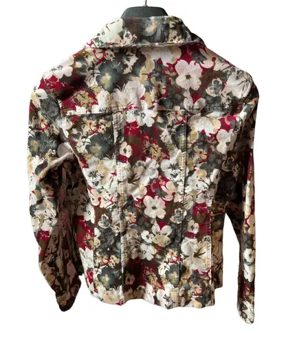 Christopher & Banks Women's Floral Button Down Corduroy Jacket