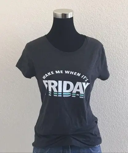 Wound Up Wake Me When It's Friday Charcoal Gray Shirt Top