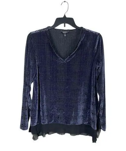 Simply Vera Wang Purple Black Velvet Burnout Long Sleeve V